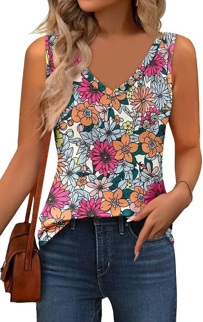 CRAZY GRID Women's Tank Tops V Neck Casual Sleeveless Tops for Women 2025 Basic Trendy Tank Oversized Summer Blouses S-3XL