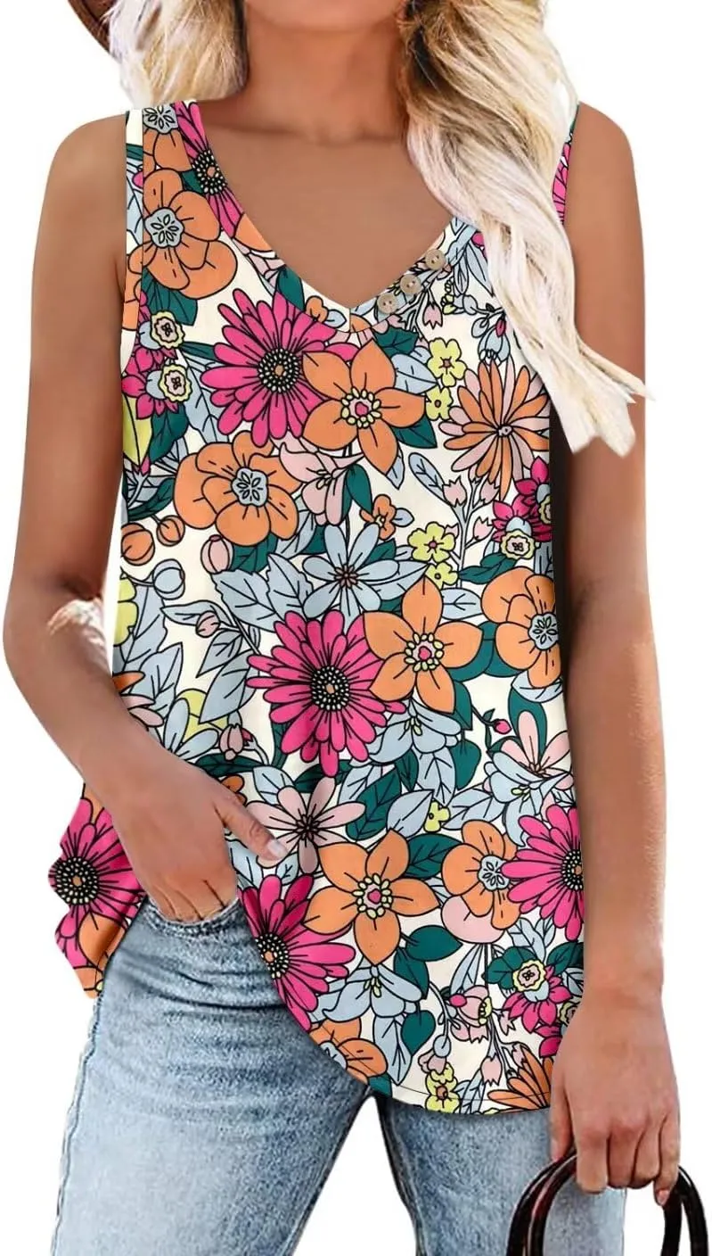 CRAZY GRID Women's Tank Tops V Neck Casual Sleeveless Tops for Women 2025 Basic Trendy Tank Oversized Summer Blouses S-3XL
