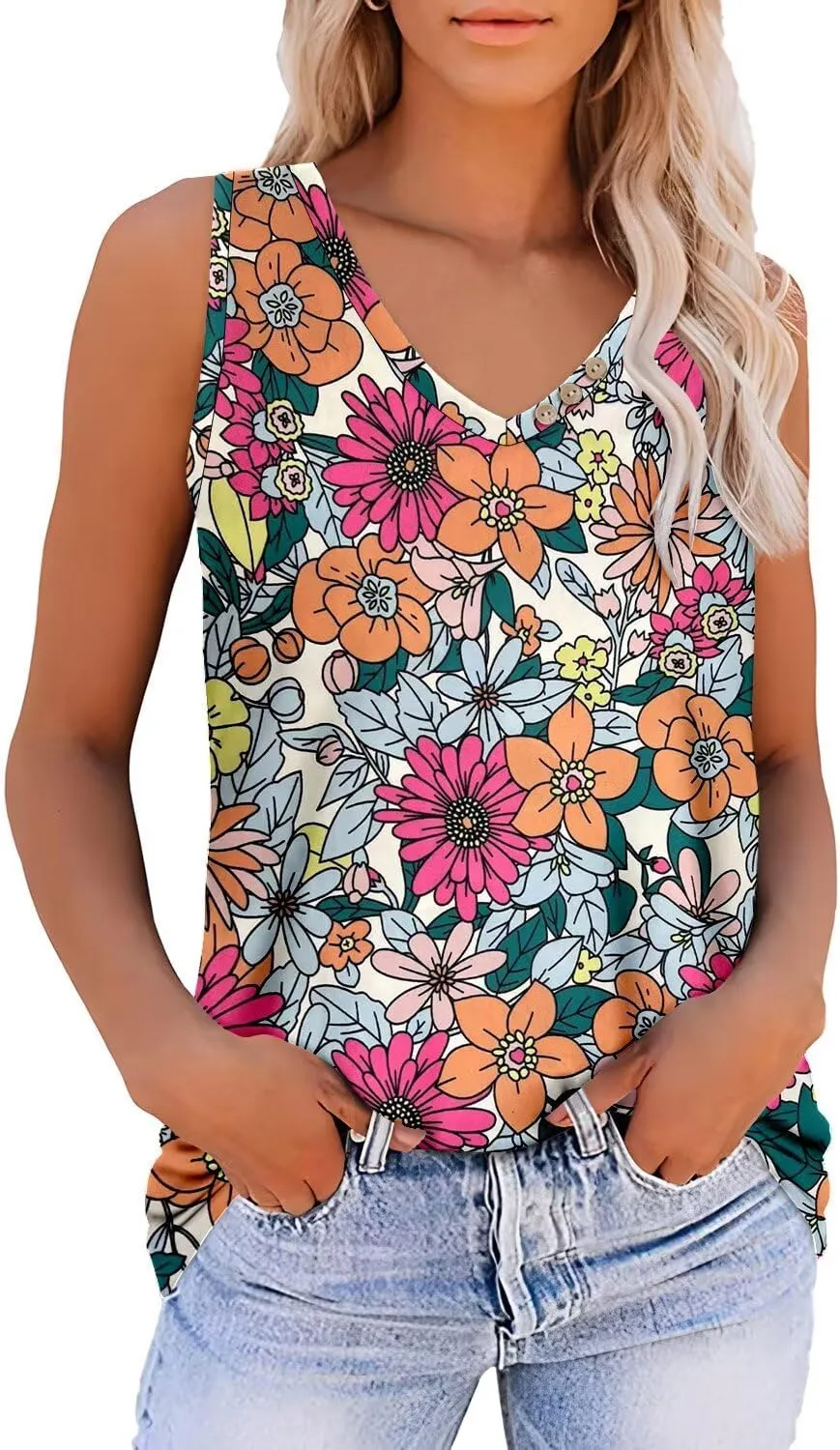 CRAZY GRID Women's Tank Tops V Neck Casual Sleeveless Tops for Women 2025 Basic Trendy Tank Oversized Summer Blouses S-3XL