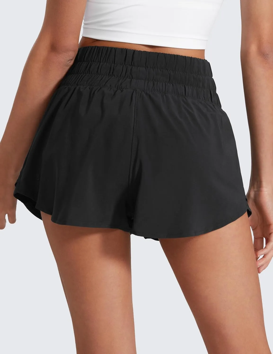 CRZ YOGA Athletic Shorts for Women High Waisted Flowy Ruffle Skirt Overlay for Workout Running Tennis with Zip Pocket