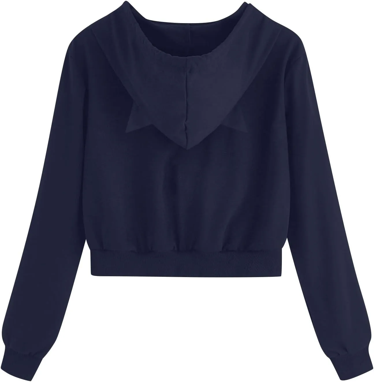 Cute Cat Ear Hoodies for Women Teen Girls Y2K Crop Tops Zip Up Long Sleeve Drawstring Hooded Jackets with Pockets