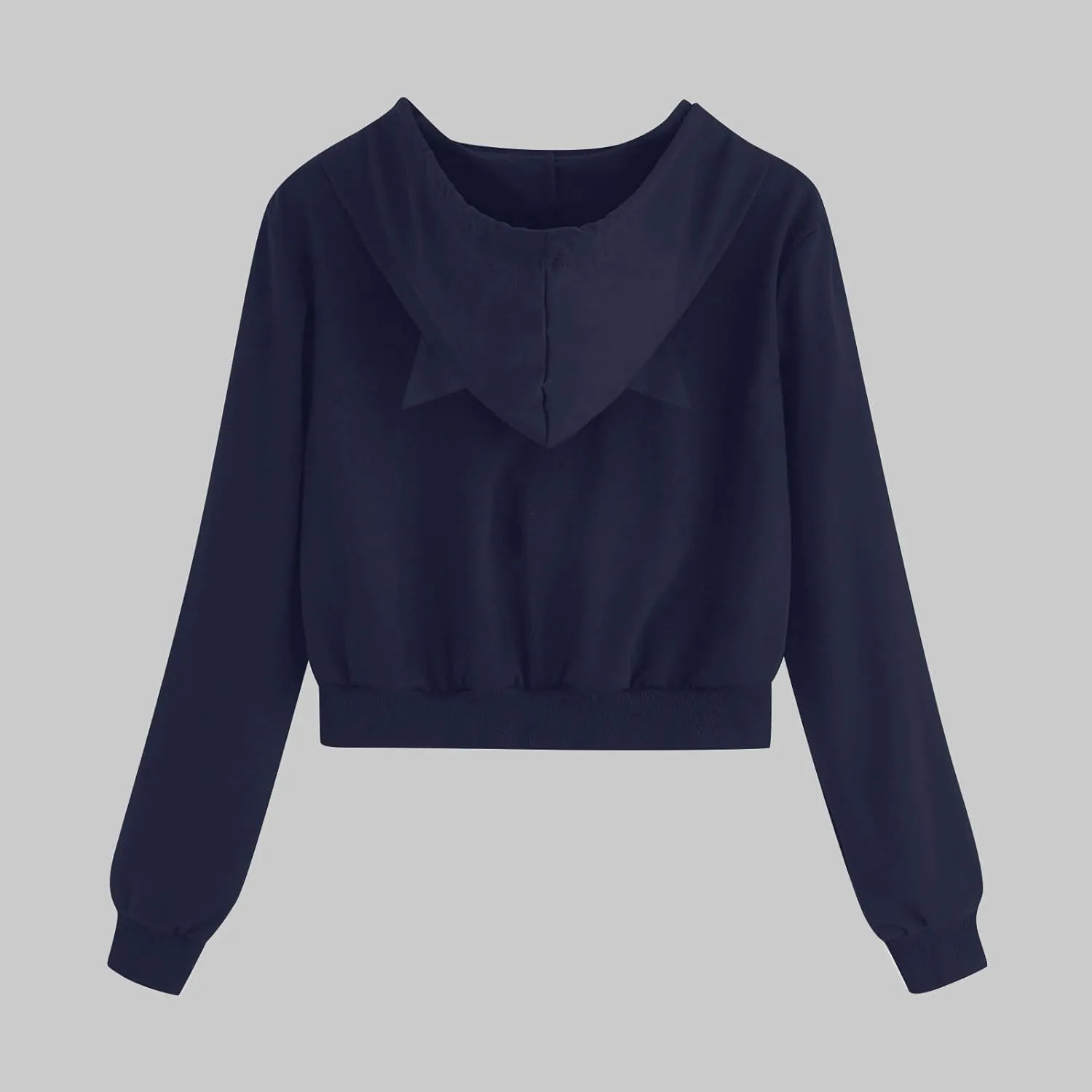 Cute Cat Ear Hoodies for Women Teen Girls Y2K Crop Tops Zip Up Long Sleeve Drawstring Hooded Jackets with Pockets