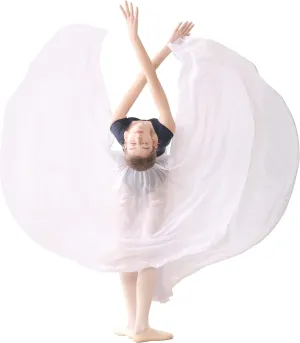 Daydance Women's Ballet Skirts Long Sheer Dance Skirts Black with Tie Waist