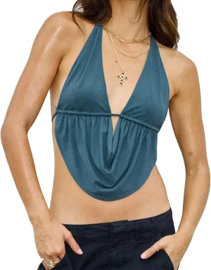 Deep V Neck Halter Tops for Women Sleeveless Tie Back Asymmetrical Hem Camisole Y2k Sexy Low Cut Backless Tank Top