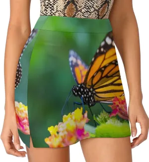 DENFY Transgender Flag Women's Tennis Skirts Inner Shorts Elastic Sports Golf Skorts with Pockets