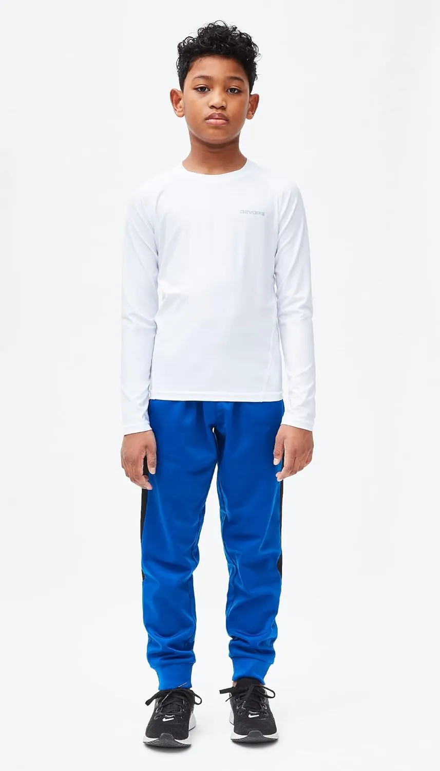 DEVOPS Youth Boys 2 or 3 Pack Compression Athletic Performance Baselayer Long Sleeve Shirts