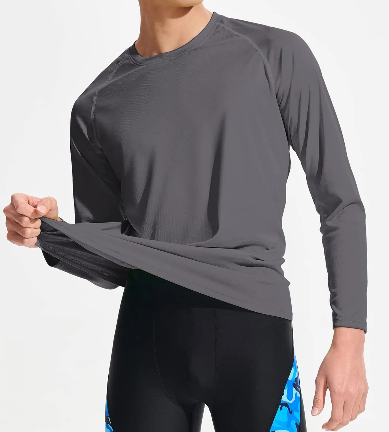 DEVOROPA Boy's UPF 50  Long Sleeve Rash Guard Swim Shirt Quick Dry Lightweight Swimsuit Youth SPF Fishing Hiking Sun Shirts