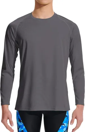 DEVOROPA Boy's UPF 50  Long Sleeve Rash Guard Swim Shirt Quick Dry Lightweight Swimsuit Youth SPF Fishing Hiking Sun Shirts