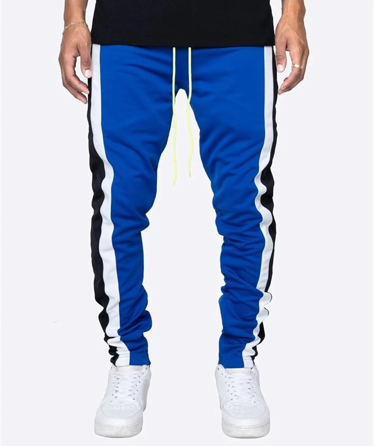 DGHM-JLMY Mens Side Stripe Track Pants Casual Drawstring Waist Ankle Zipper Trousers Slim Fit Stretch Joggers Sweatpants