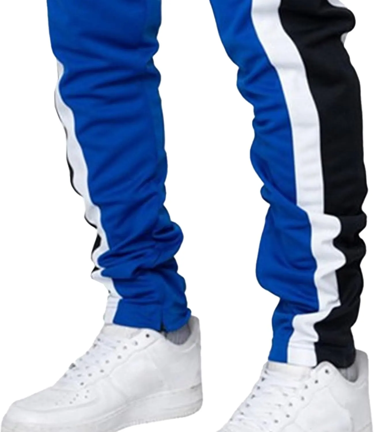 DGHM-JLMY Mens Side Stripe Track Pants Casual Drawstring Waist Ankle Zipper Trousers Slim Fit Stretch Joggers Sweatpants