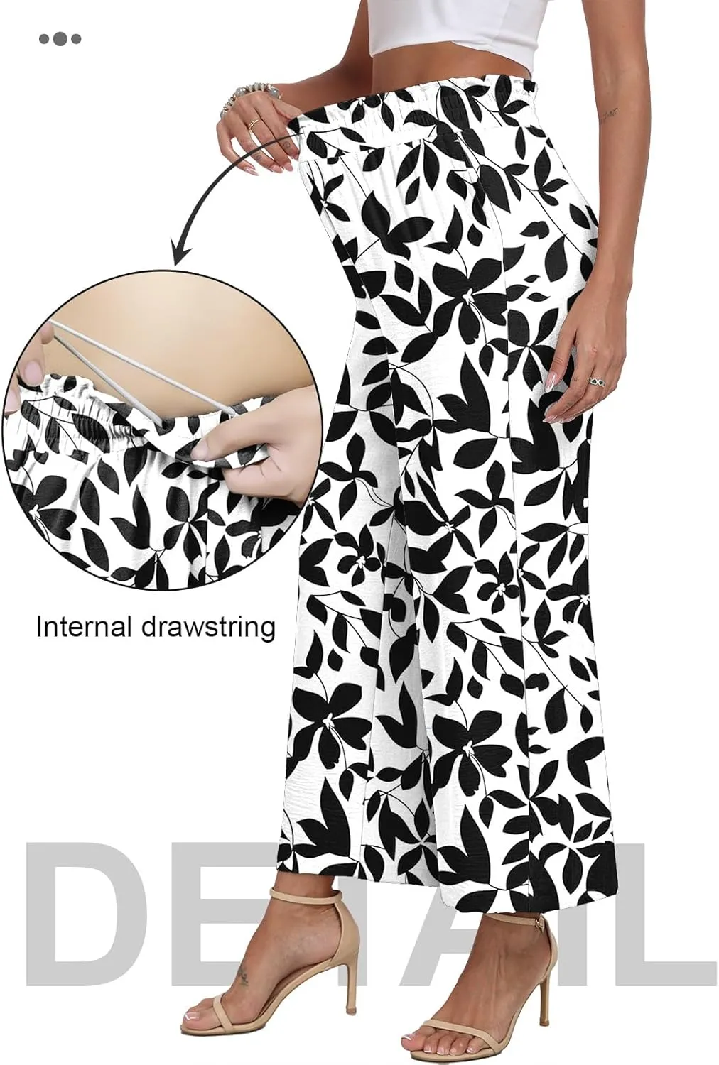 DILIUXING Womens Wide Leg Pants High Waisted Casual Drawstring Trousers Loose Adjustable Pants with Pockets