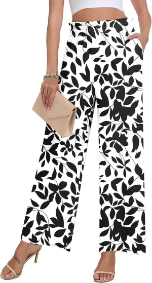 DILIUXING Womens Wide Leg Pants High Waisted Casual Drawstring Trousers Loose Adjustable Pants with Pockets