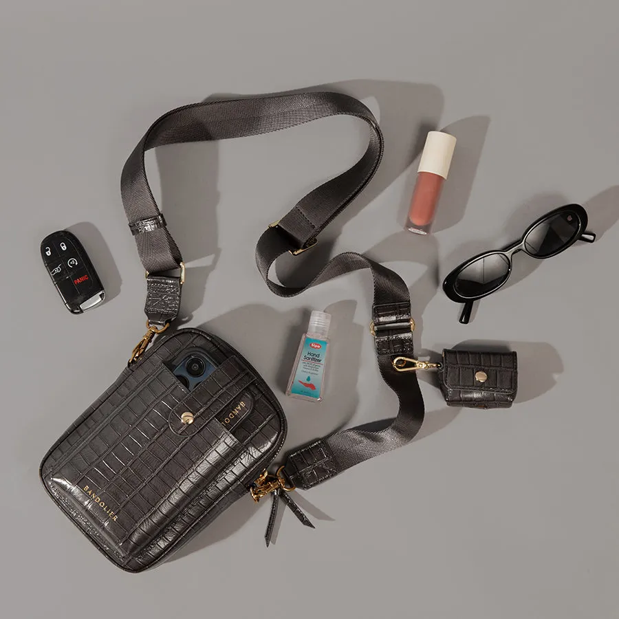 Dillon Bag - Gray Croc/Gold