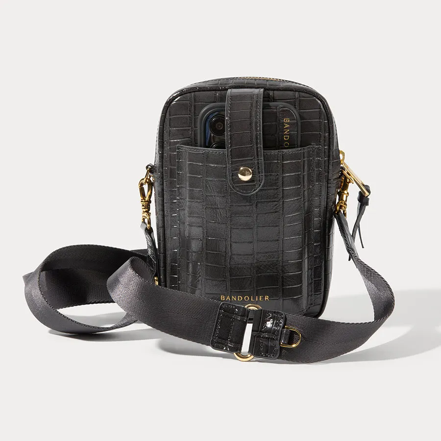 Dillon Bag - Gray Croc/Gold