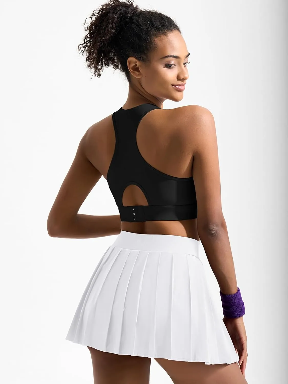 Dokuritu Pleated Skirts for Women with Short High Waist Asymmetrical Tennis Athletic Skort Party Mini Skirt with Pockets