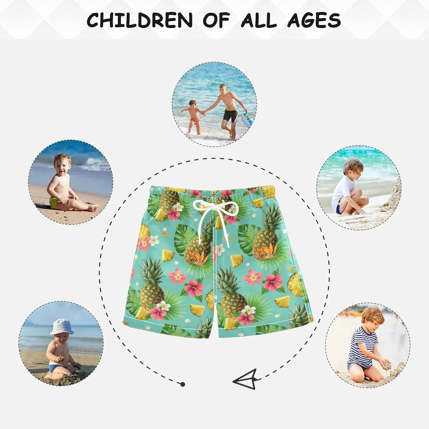Dussdil Boy's Swim Trunks Kid's Toddler Swim Board Shorts Bathing Suits Swimwear Swimsuit for Boy