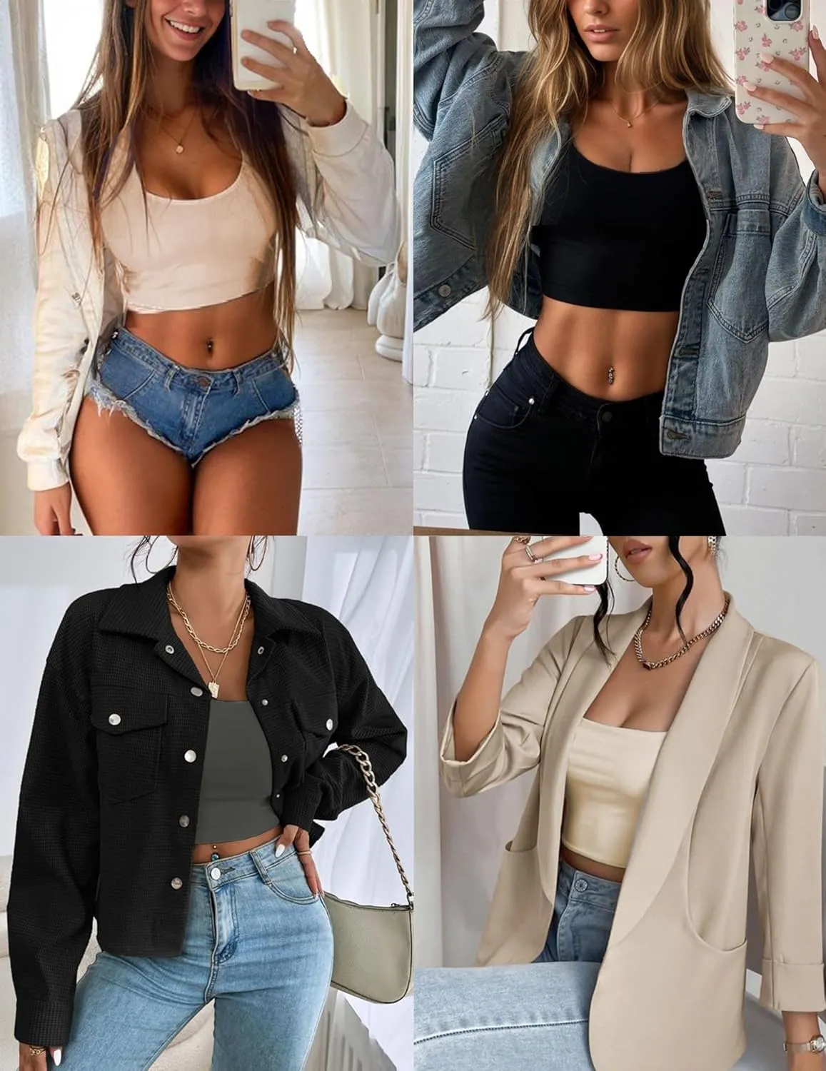 Ekouaer 3 Piece Long Sleeve Crop Tops for Women Scroop Neck Base Layer Basic Thermal Undershirts S-XXL