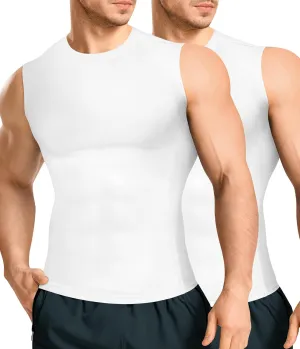 Eleady 2 Packs Compression Shirt Men Workout Shirts Athletic Base Layer Sleeveless Tank Top Slimming Undershirt