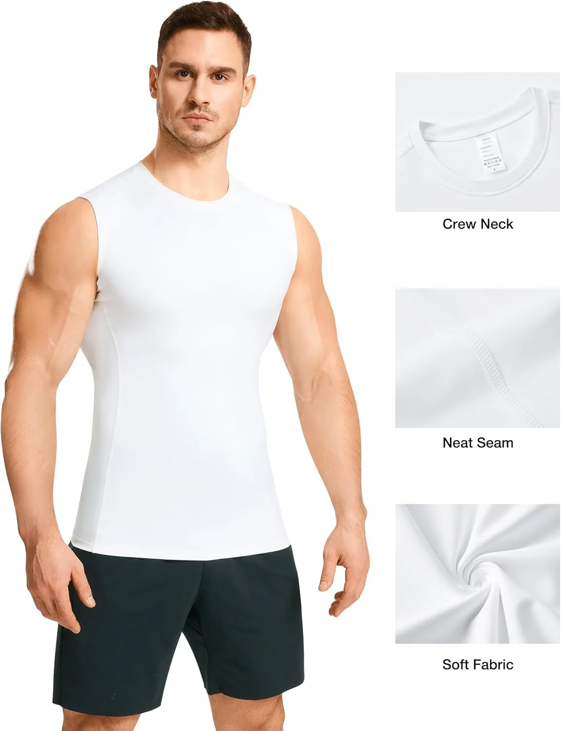 Eleady 2 Packs Compression Shirt Men Workout Shirts Athletic Base Layer Sleeveless Tank Top Slimming Undershirt