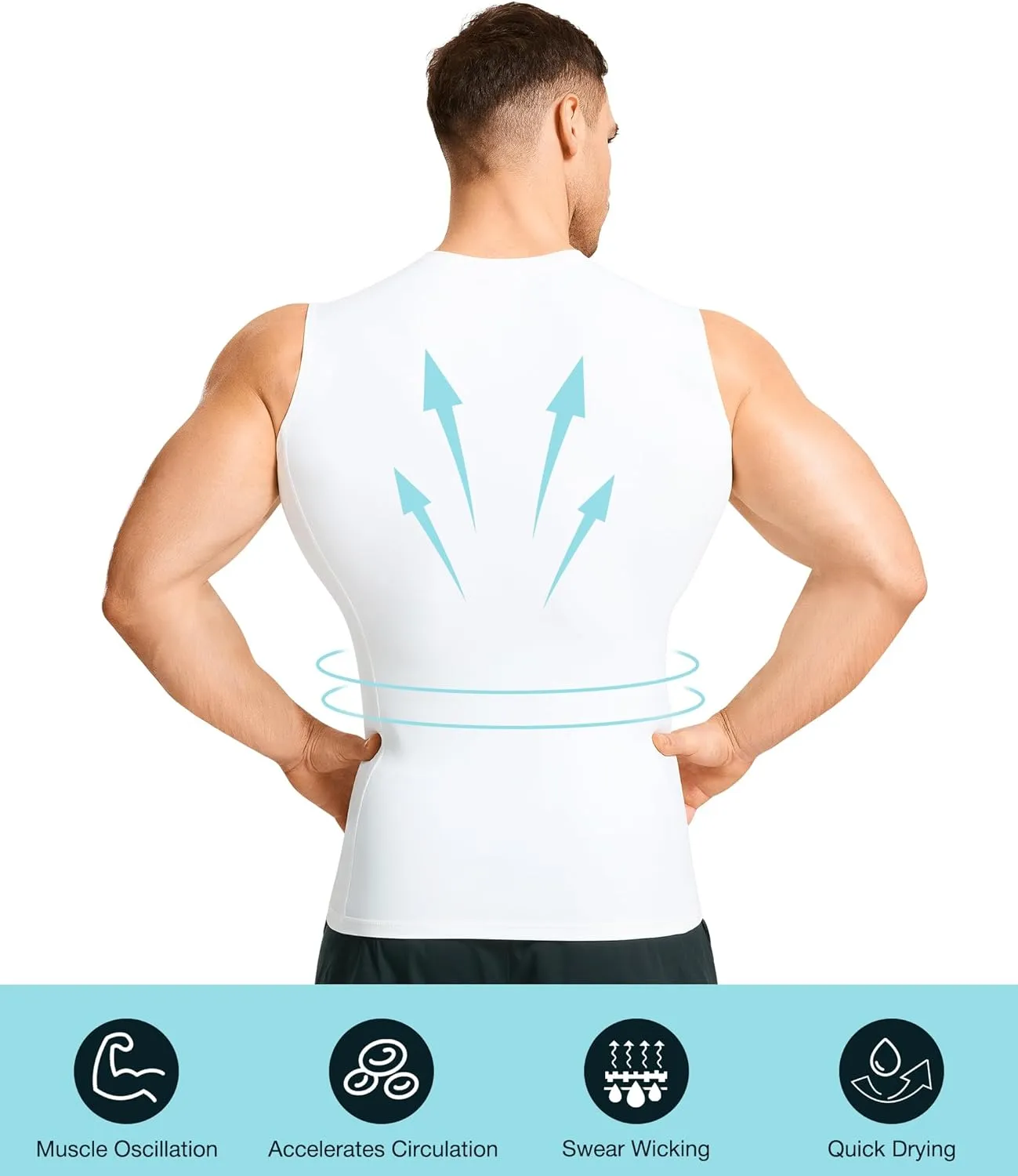 Eleady 2 Packs Compression Shirt Men Workout Shirts Athletic Base Layer Sleeveless Tank Top Slimming Undershirt