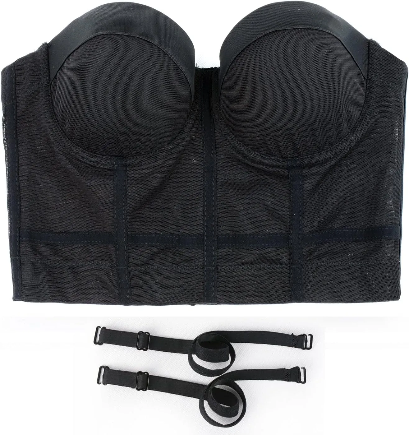 ELLACCI Women's Mesh Bustier Crop Top Push Up Corset Tops Bra Black