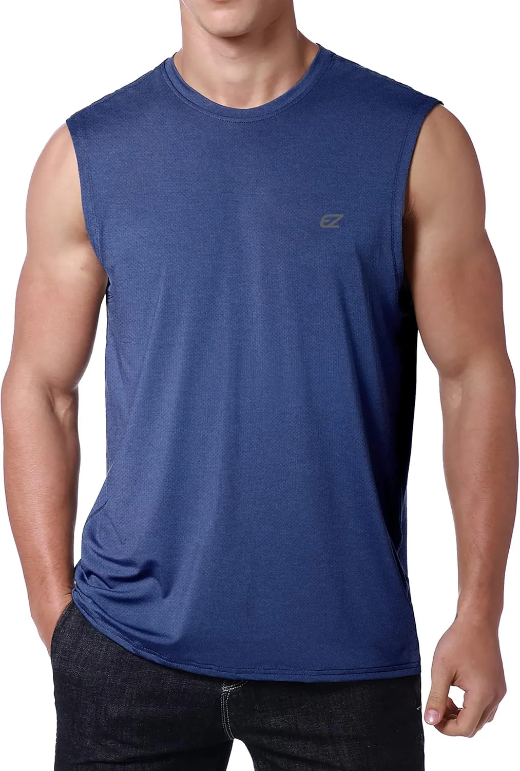 EZRUN Men's Workout Sleeveless Shirts Quick Dry Muscle Swim Shirt Gym Fitness Running Beach Tank Tops