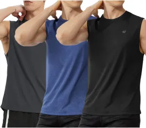 EZRUN Men's Workout Sleeveless Shirts Quick Dry Muscle Swim Shirt Gym Fitness Running Beach Tank Tops