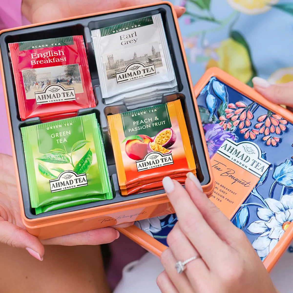 Floral Bouquet Tea Caddy (Orange)