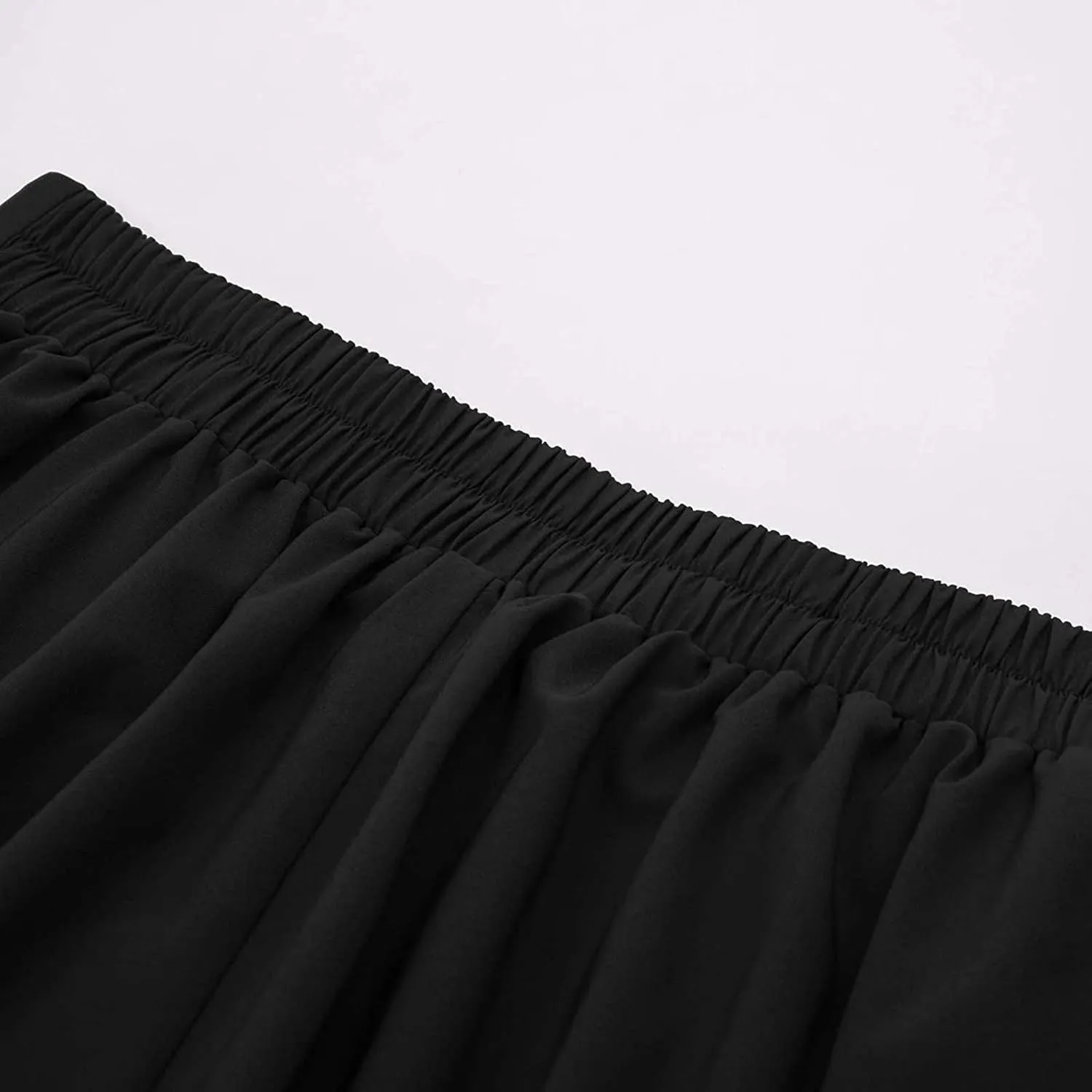 Flowy Pleated Midi Skirt for Women Elastic High Waist Summer Solid Color Retro Skirts Elegant Party Skirt