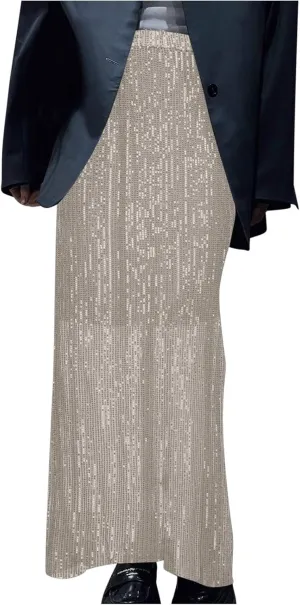 for Women Maxi Long Loose Fit Sequin Sparkly Glitter Basic Skorts Women 2025 Fashion Y2K