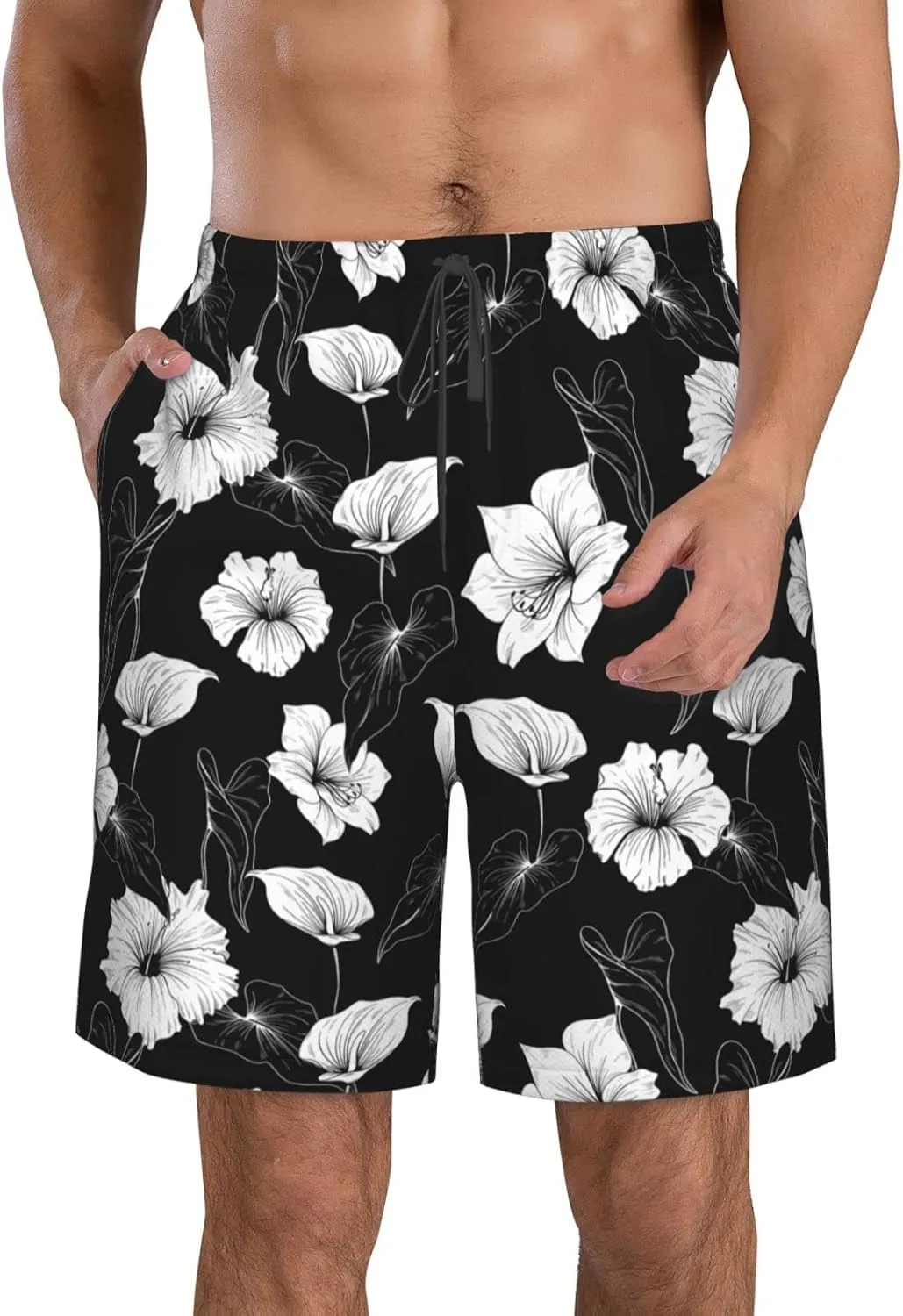 FREEHOTU Men's Swim Trunks Beach Board Shorts Quick Dry Swimwear Sports with Pockets