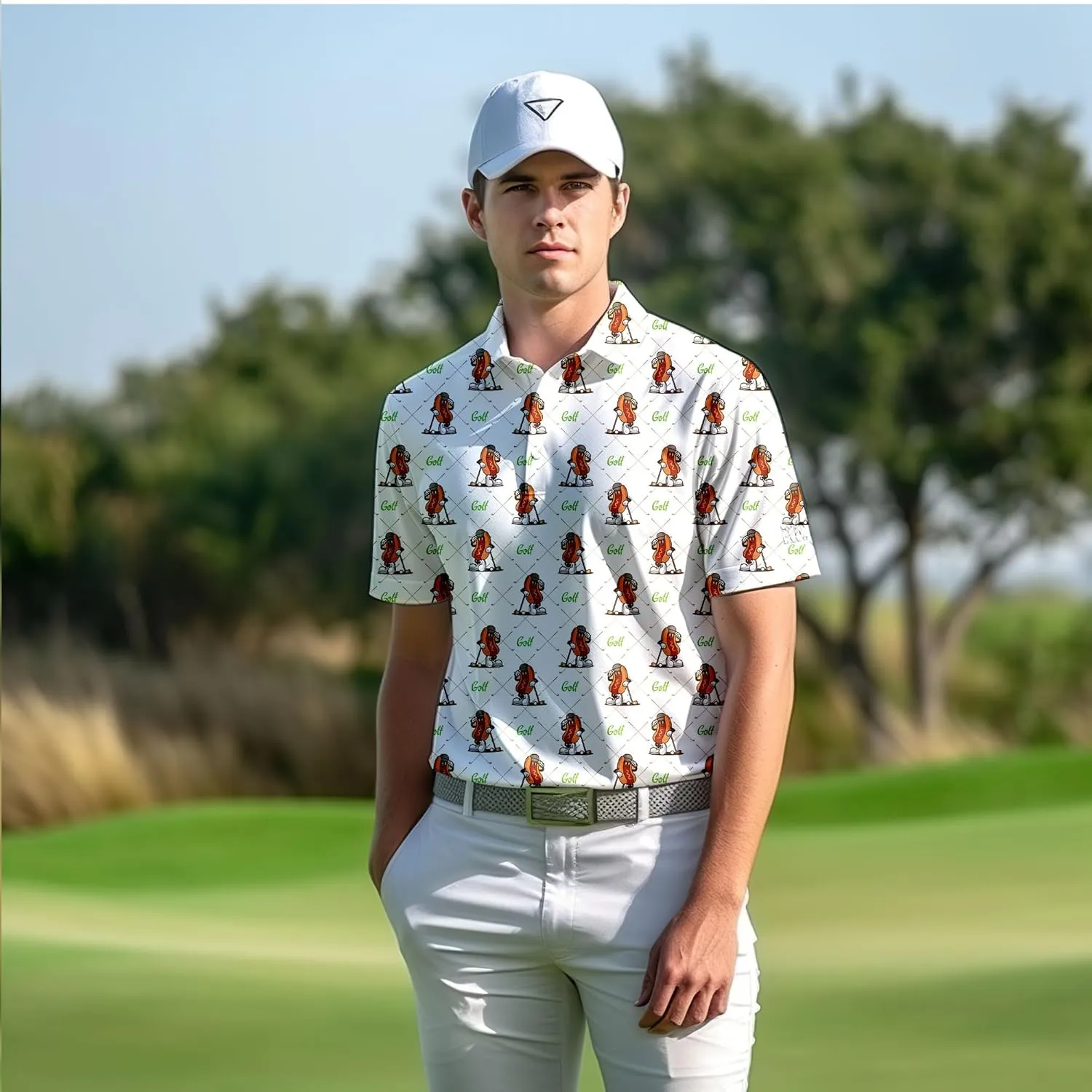 Funny Neon Splash Golf Shirts for Men Dry Fit Performance Moisture Wicking Mens Golf Gifts Collared Short Sleeve Shirt