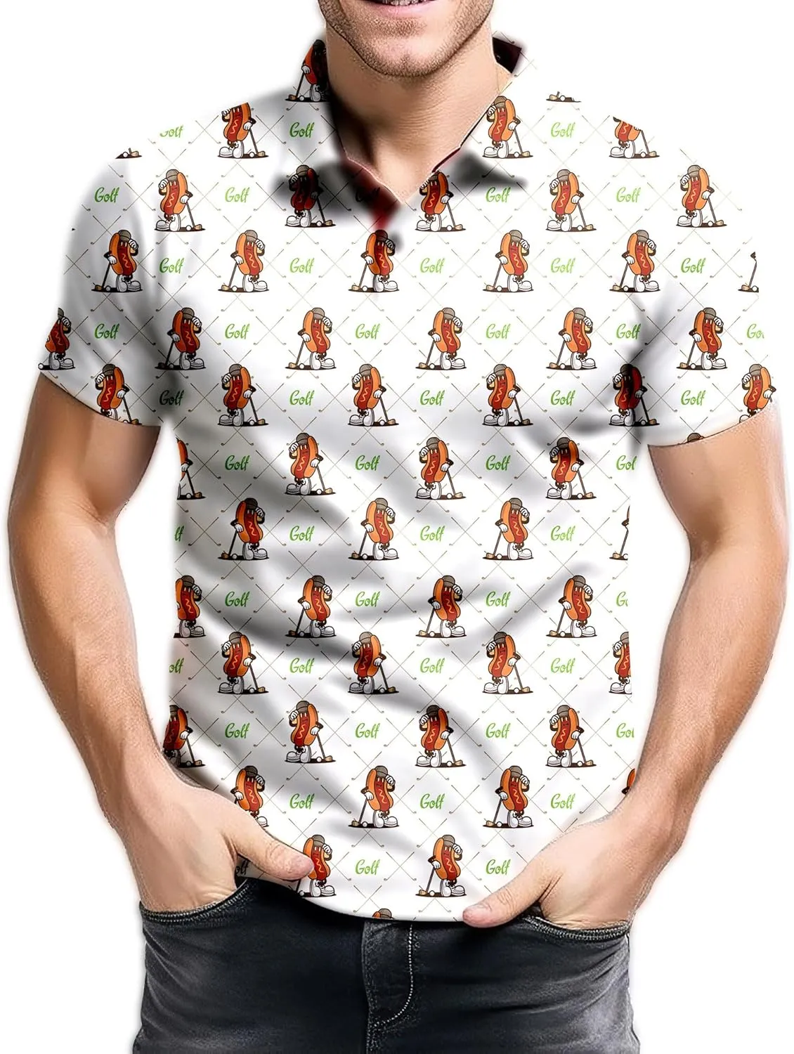 Funny Neon Splash Golf Shirts for Men Dry Fit Performance Moisture Wicking Mens Golf Gifts Collared Short Sleeve Shirt