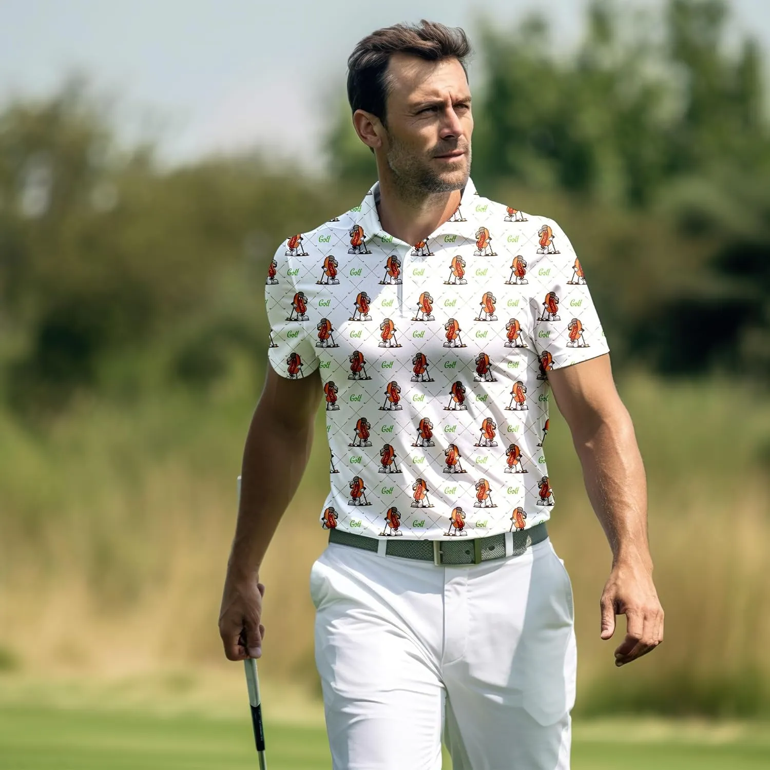 Funny Neon Splash Golf Shirts for Men Dry Fit Performance Moisture Wicking Mens Golf Gifts Collared Short Sleeve Shirt