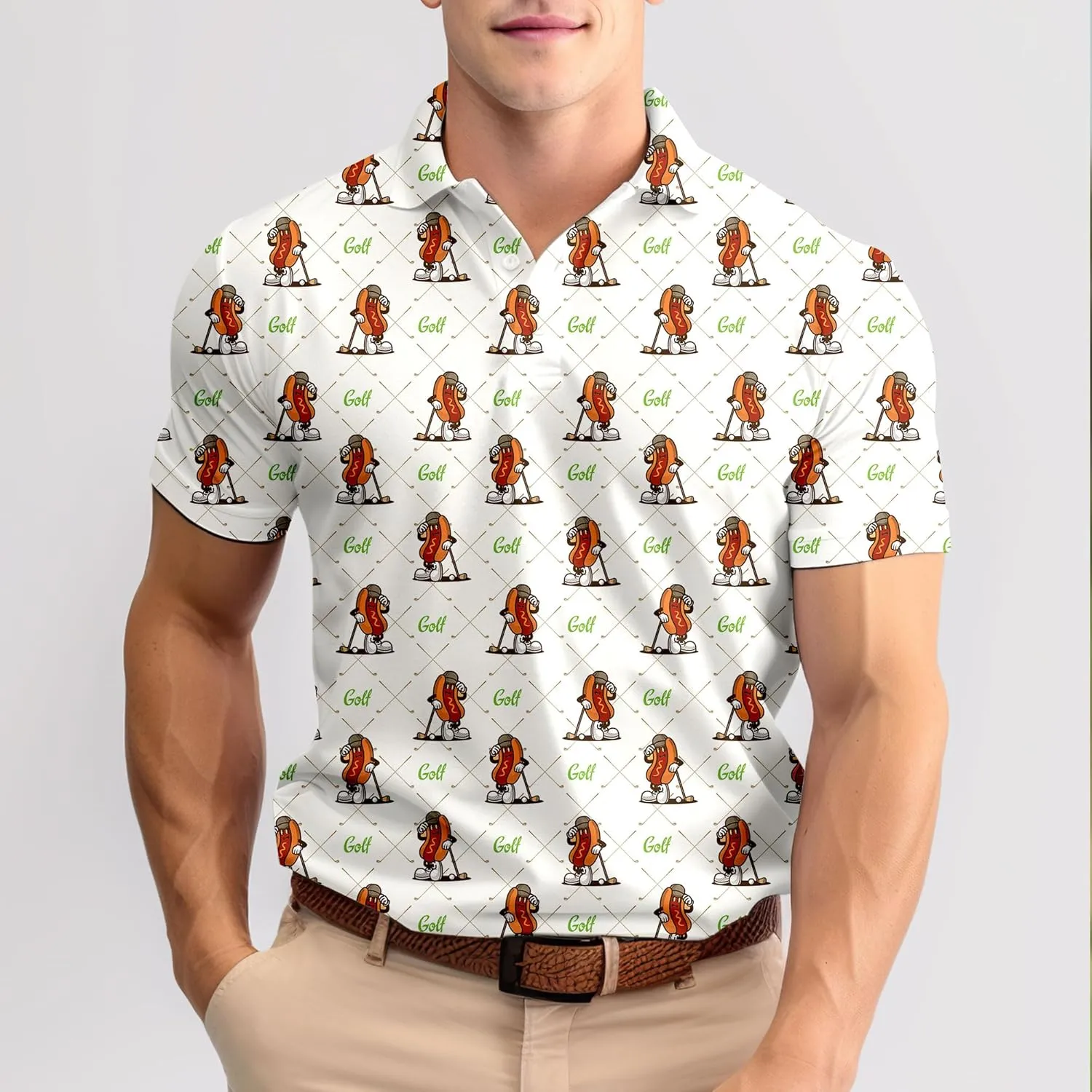 Funny Neon Splash Golf Shirts for Men Dry Fit Performance Moisture Wicking Mens Golf Gifts Collared Short Sleeve Shirt
