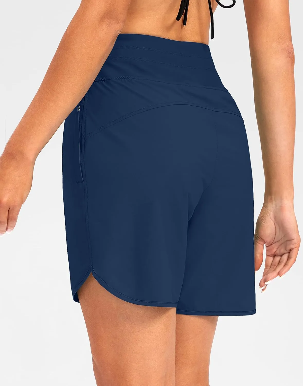 G Gradual Women's 7" Quick Dry High Waisted Swim Board Shorts with Zipper Pockets UPF 50  Beach Shorts for Women with Liner