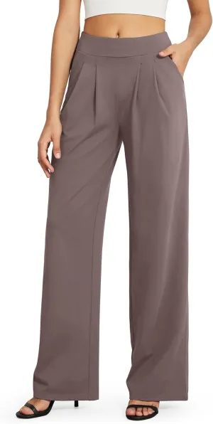 G4Free ShiftReady Wide Leg Dress Yoga Pants for Women with Pockets Stretch Work Pants Business Casual Petite/Regular/Tall