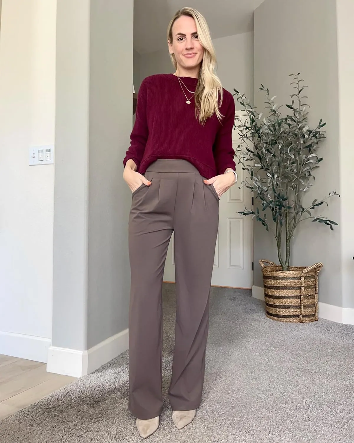 G4Free ShiftReady Wide Leg Dress Yoga Pants for Women with Pockets Stretch Work Pants Business Casual Petite/Regular/Tall