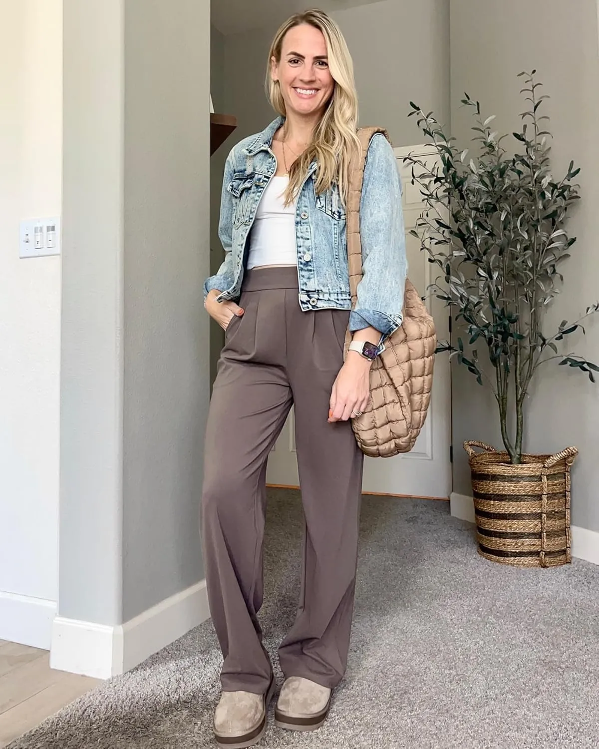 G4Free ShiftReady Wide Leg Dress Yoga Pants for Women with Pockets Stretch Work Pants Business Casual Petite/Regular/Tall
