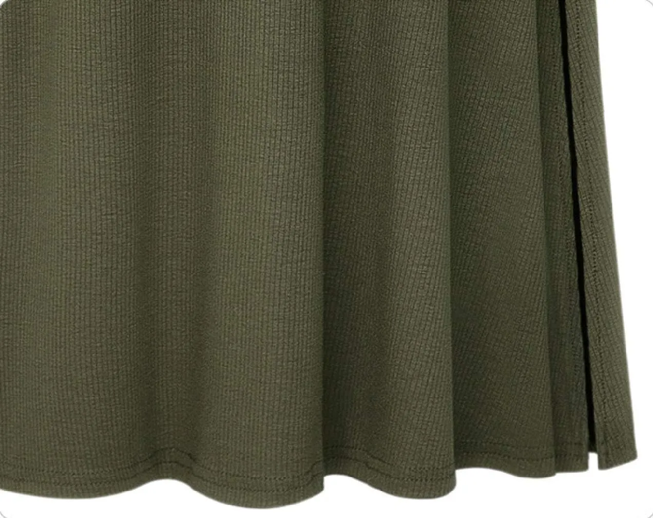 GGUHHU Women's Fashion Drawstring High-Waist Knit Pleated Long Skirts Midiskirts