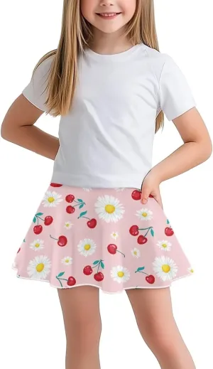 Girls High Waisted Pleated Skirt with Pockets Athletic Tennis Skorts with Shorts 5-14 Years Old