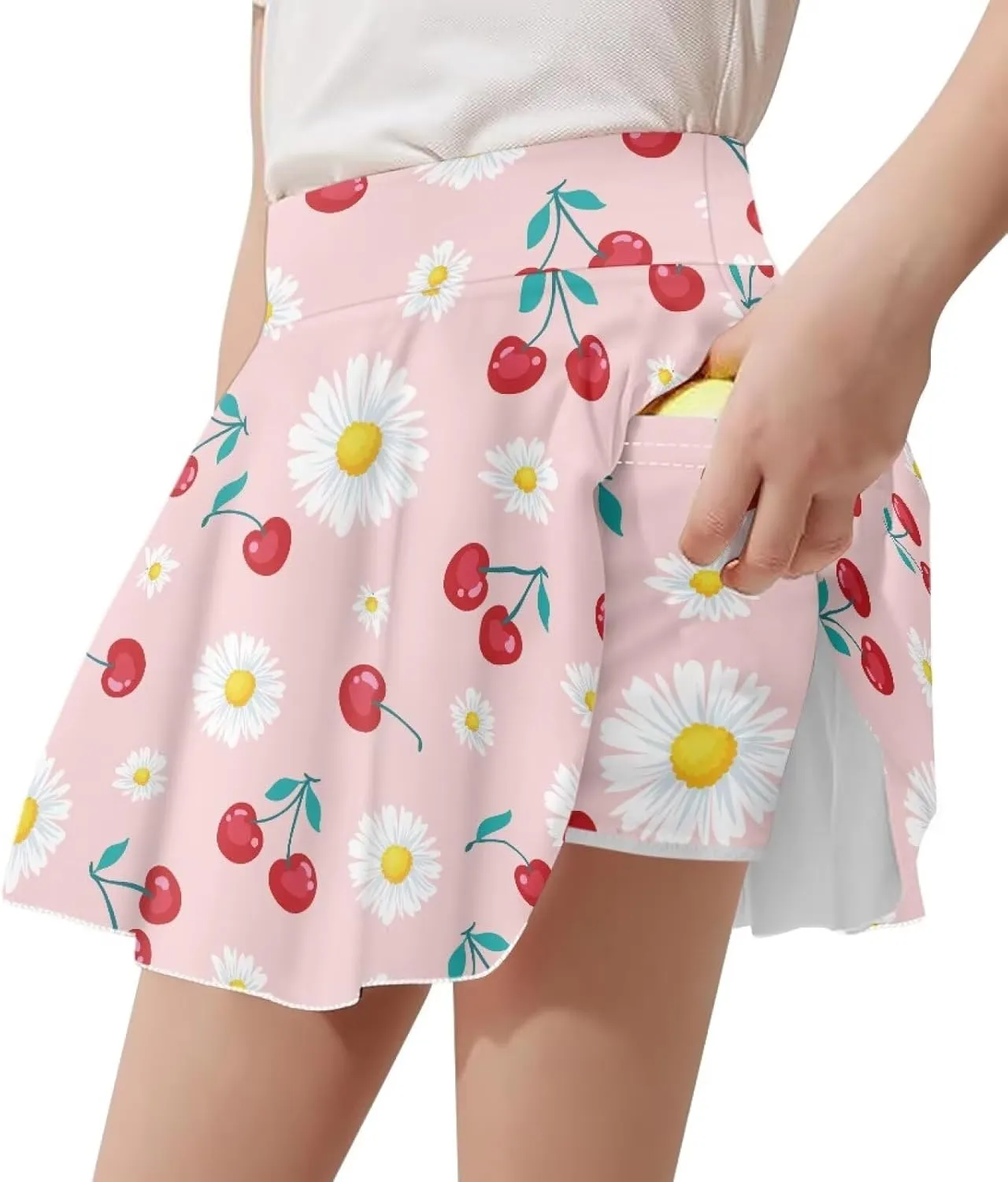 Girls High Waisted Pleated Skirt with Pockets Athletic Tennis Skorts with Shorts 5-14 Years Old