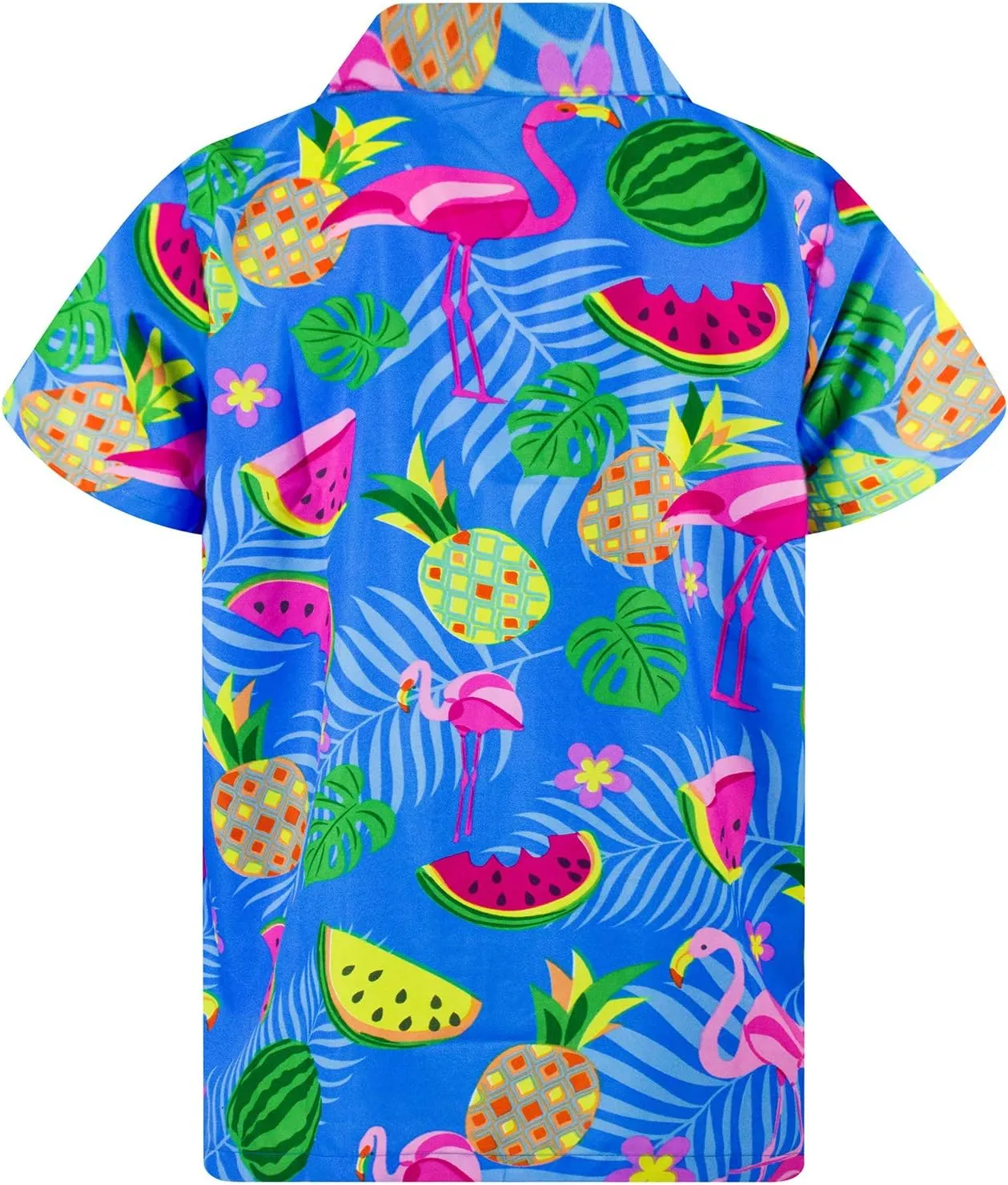Hawaiian Shirt for Men Fruit-Desing Flamingos Regular-Shirts Short-Sleeve Button-Down Vacation