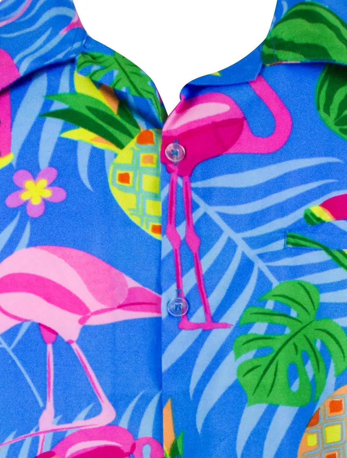Hawaiian Shirt for Men Fruit-Desing Flamingos Regular-Shirts Short-Sleeve Button-Down Vacation