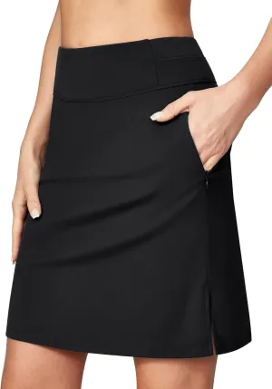 Heathyoga Knee Length Skorts for Woman Golf Skirts for Women Long Skorts Skirts for Women with Pockets Tennis Skirt Skort