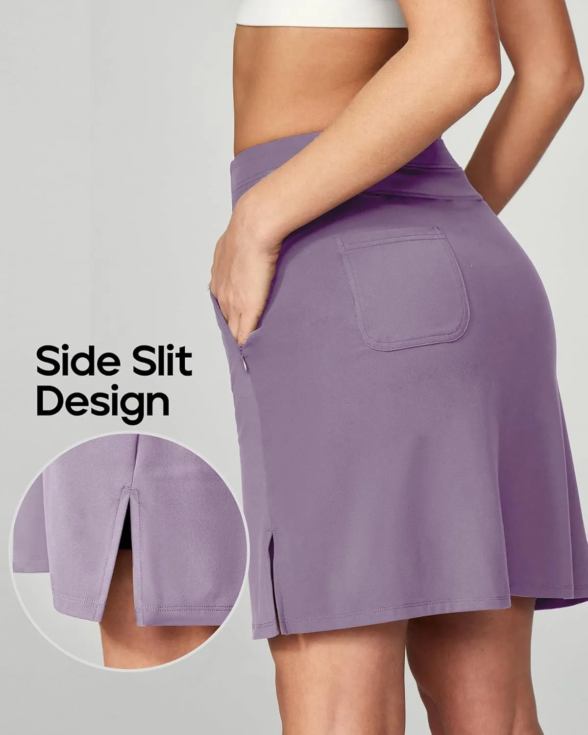 Heathyoga Knee Length Skorts for Woman Golf Skirts for Women Long Skorts Skirts for Women with Pockets Tennis Skirt Skort