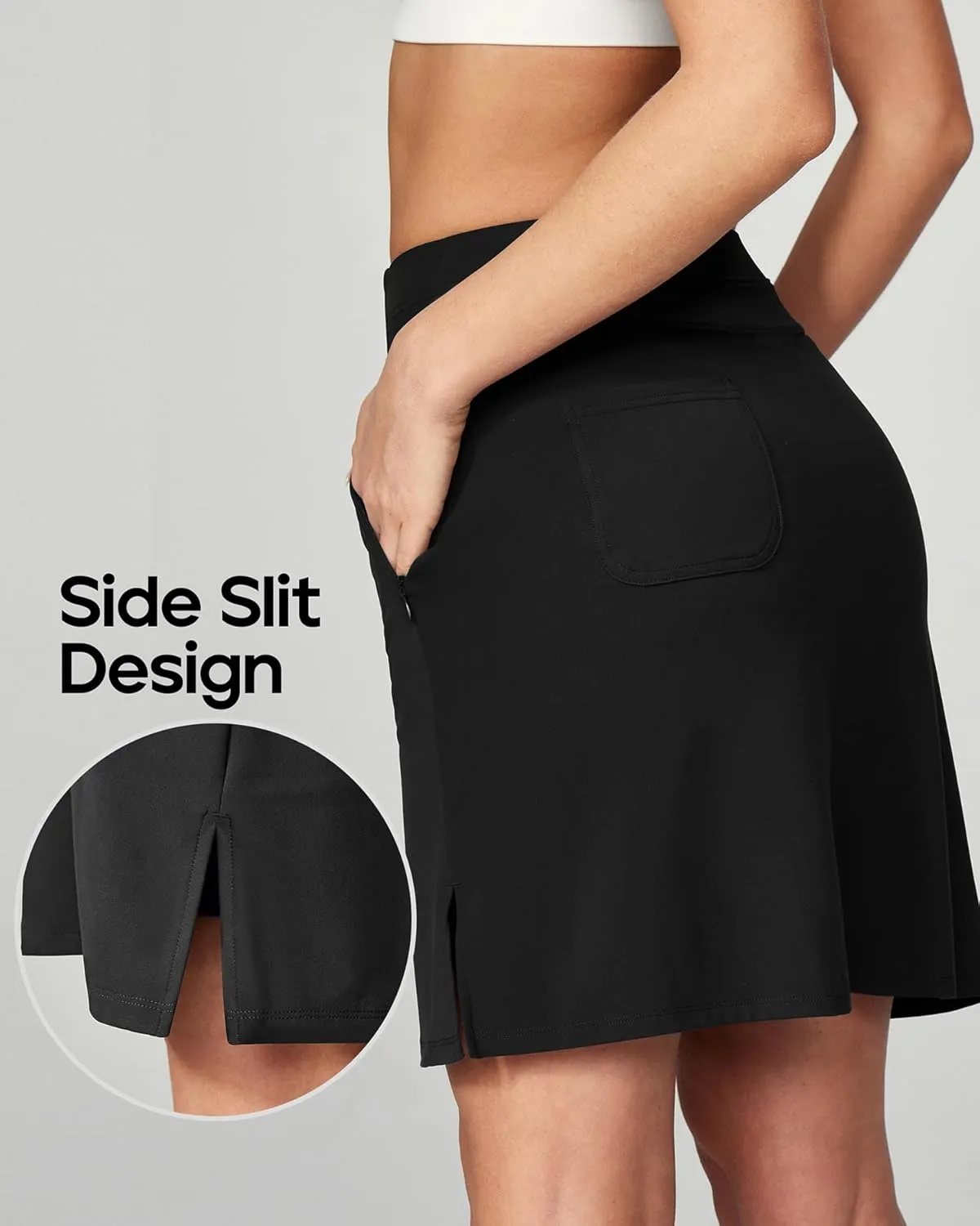 Heathyoga Knee Length Skorts for Woman Golf Skirts for Women Long Skorts Skirts for Women with Pockets Tennis Skirt Skort