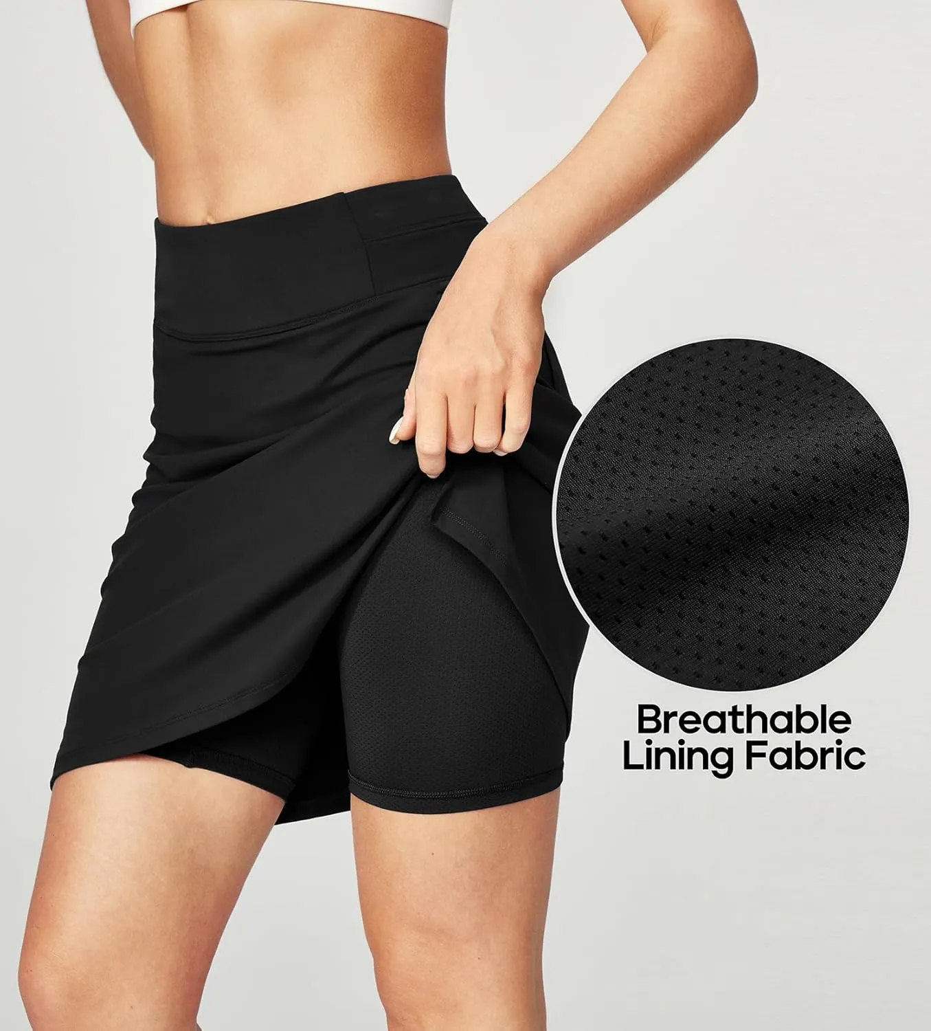 Heathyoga Knee Length Skorts for Woman Golf Skirts for Women Long Skorts Skirts for Women with Pockets Tennis Skirt Skort