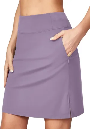 Heathyoga Knee Length Skorts for Woman Golf Skirts for Women Long Skorts Skirts for Women with Pockets Tennis Skirt Skort