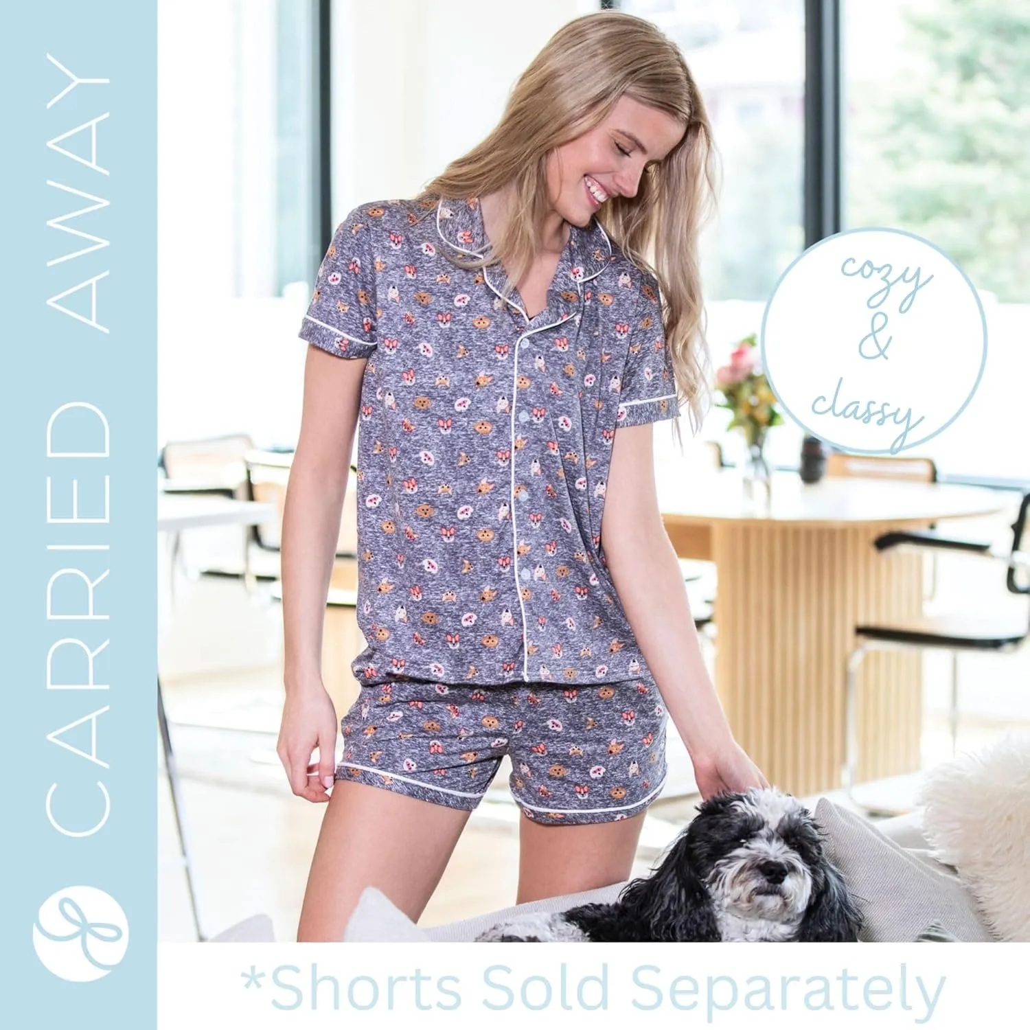 Hello Mello Lounge Short Sleeve Soft Pajama Top for Women